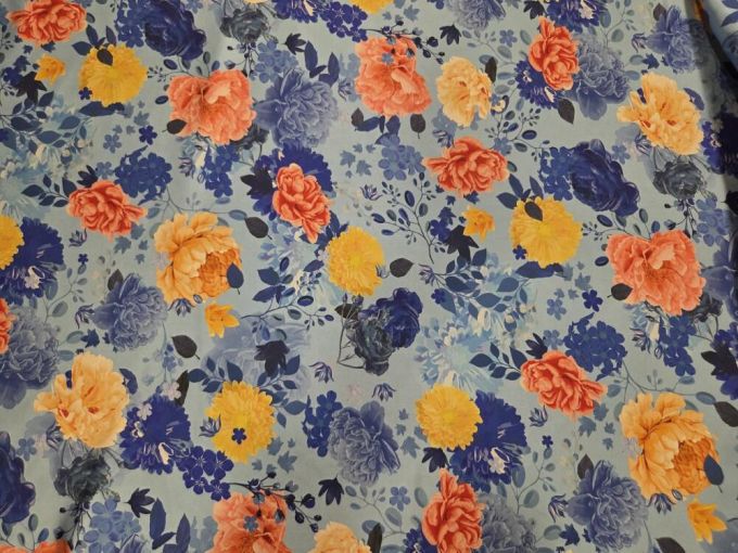 Σατέν 'Sandra's roses' blue
